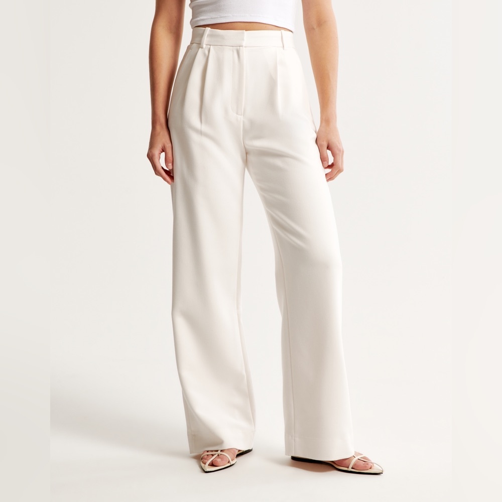 A&F Sloane Tailored Premium Crepe Pant in White 30/10R